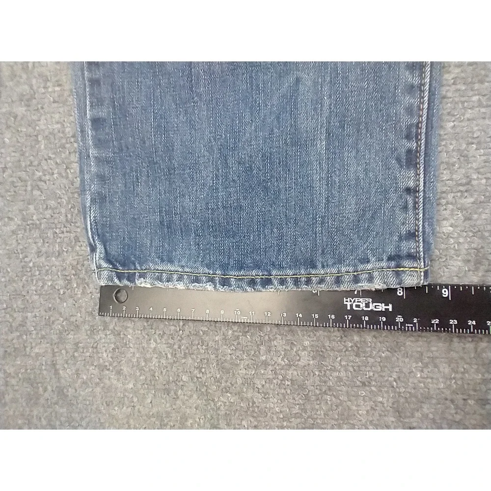 American Eagle Original Straight Jeans Mens 34x34 Blue Distressed Denim